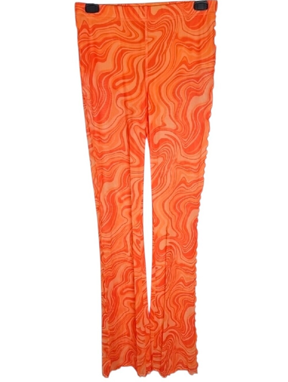 NEW 70s Style Pants Sheer Mesh Orange Trippy Retro Festival Party Neon Summer, S